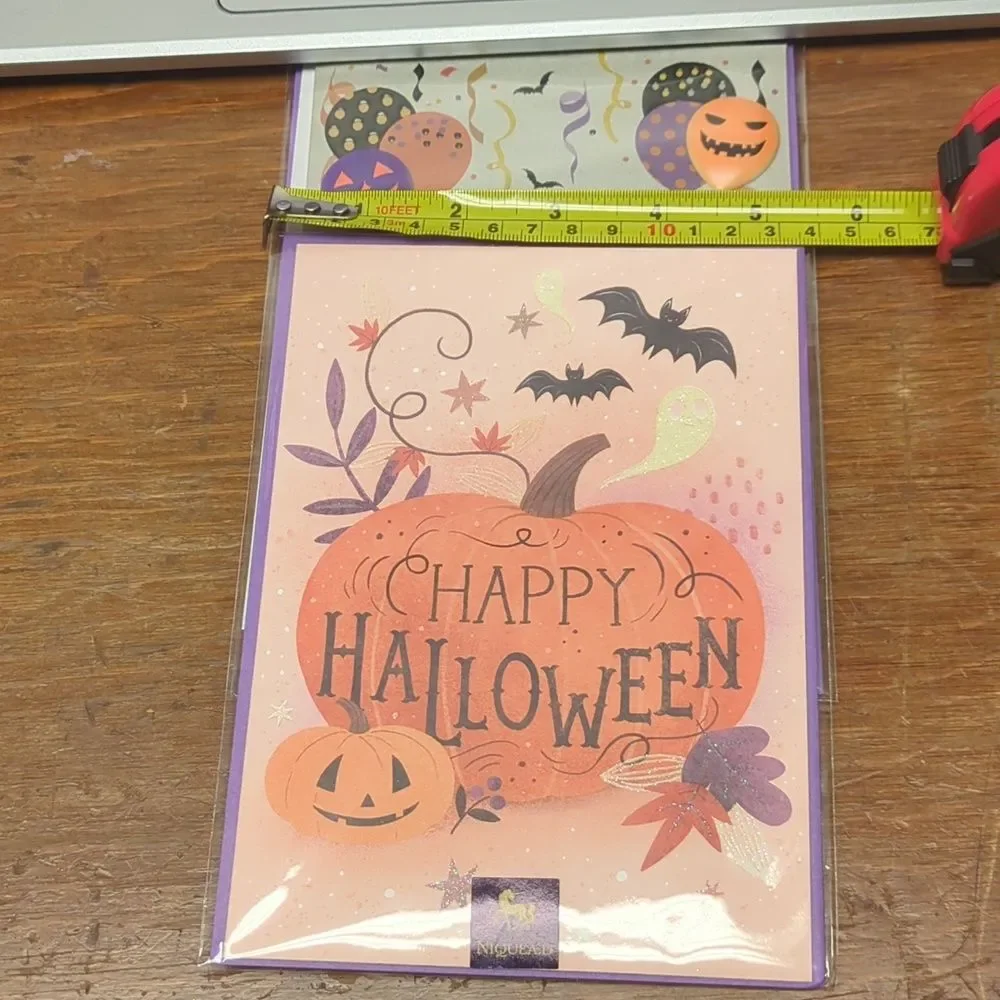 4 Niquea.D Halloween Greeting Cards 3D Pumpkins, ghosts, bats nice not scary